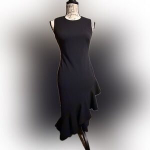 Calvin Klein Black Ruffle A-Line Dress